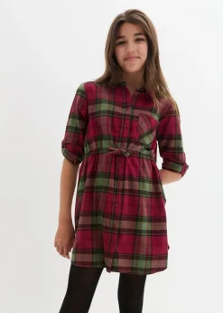 bonprix bonprix Ropa 9 A 16 Años·Vestidos Y Monos>Vestido camisero de franela Burdeos