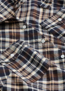 bonprix bonprix Vestidos>Vestido camisero de franela suave Marrón oscuro de cuadros