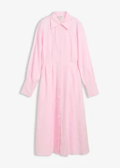 bonprix bonprix Premium|Vestidos>Vestido camisero de lino puro rosa cristal