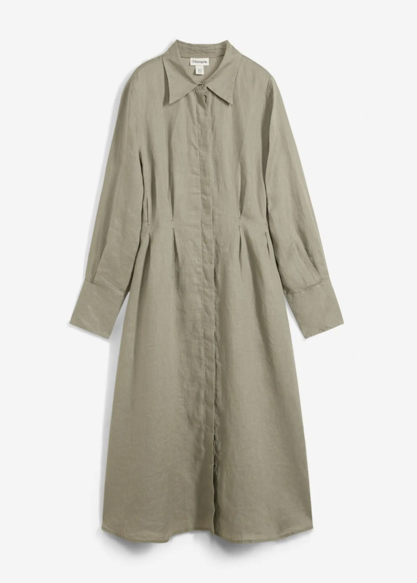 bonprix bonprix Premium|Vestidos>Vestido camisero de lino puro arena claro con rayas