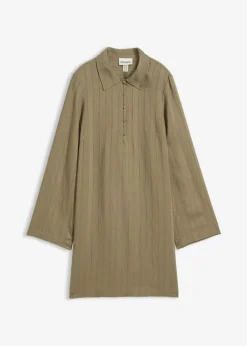 bonprix bonprix Esenciales|Vestidos>Vestido camisero de mezcla de viscosa Verde oliva