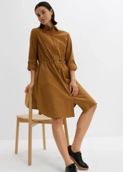Mujer bonprix bonprix Vestido camisero de mezcla de lino y algodón