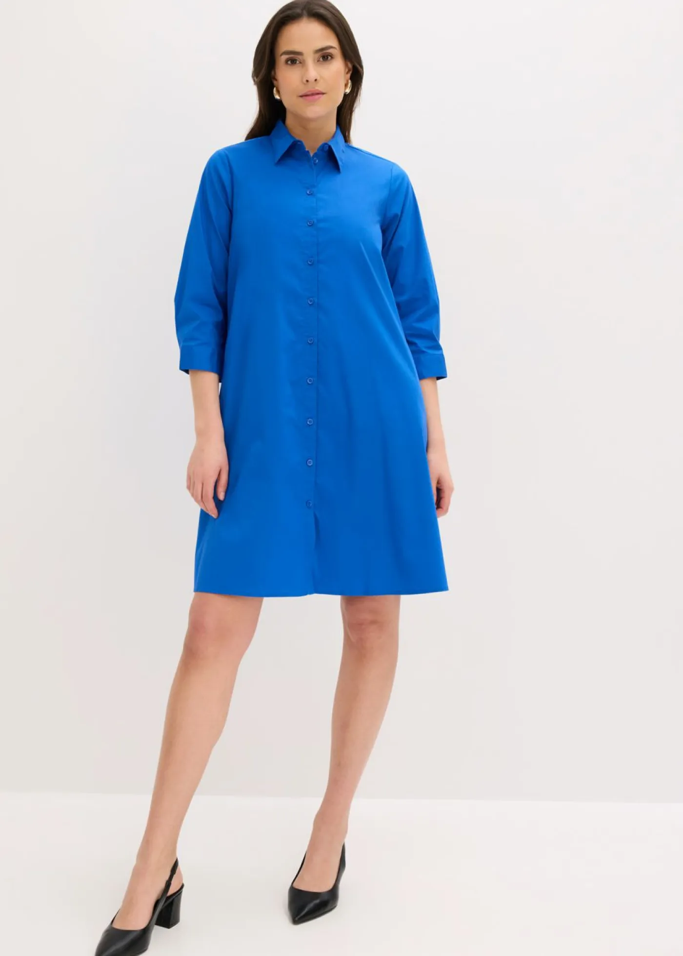 bonprix bonprix Vestidos|Novedades>Vestido camisero de popelín Azul ártico
