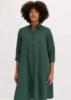 bonprix bonprix Vestidos|Novedades>Vestido camisero de popelín verde sombra