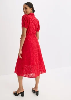 Mujer bonprix bonprix Vestido camisero de punto calado de algodón puro