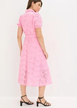 Mujer bonprix bonprix Vestido camisero de punto calado de algodón puro