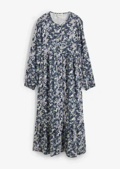 bonprix bonprix Vestidos>Vestido camisero de viscosa fluida Azul hielo de flores