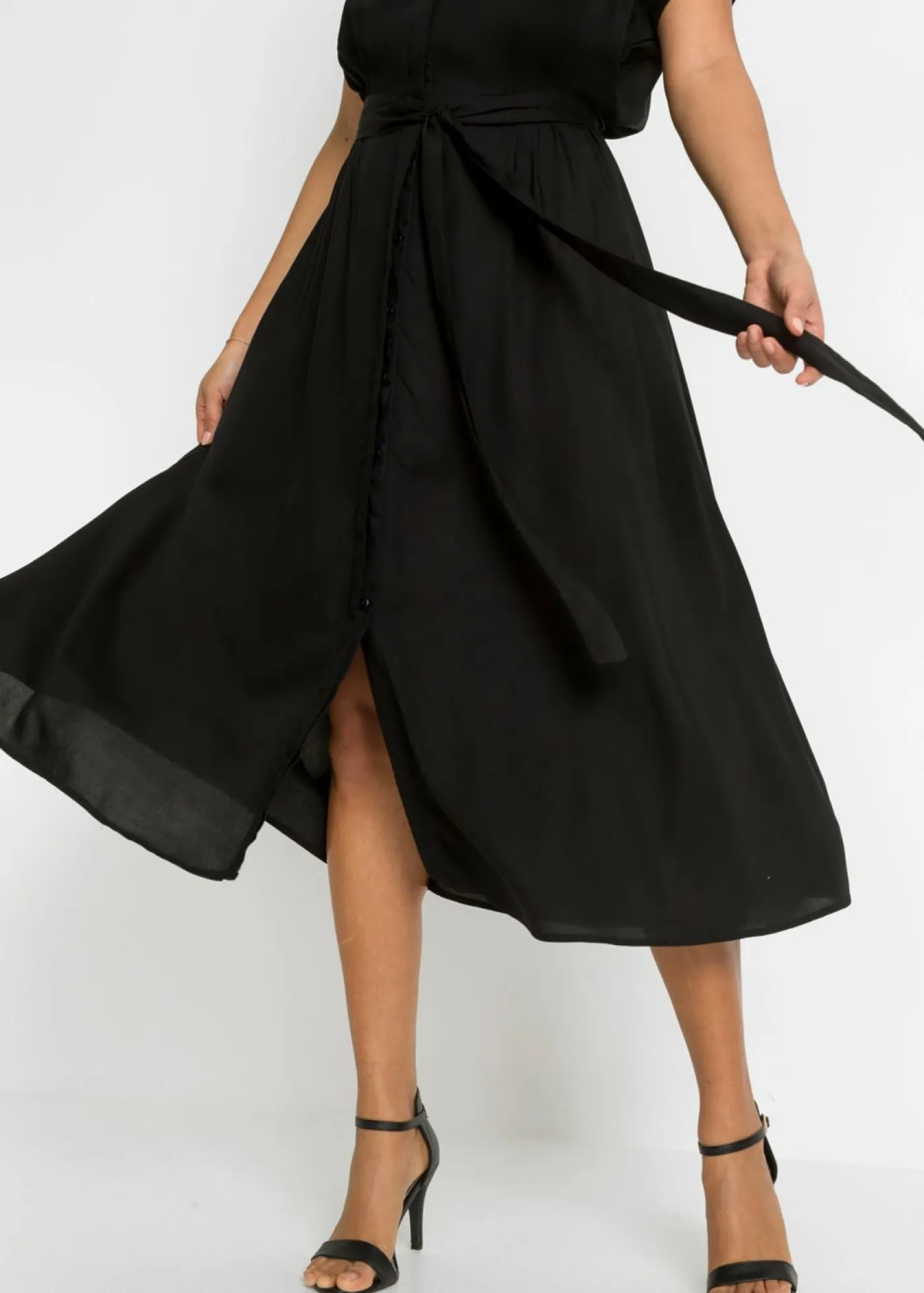 bonprix bonprix Vestidos|Novedades>Vestido camisero de viscosa fluida Negro