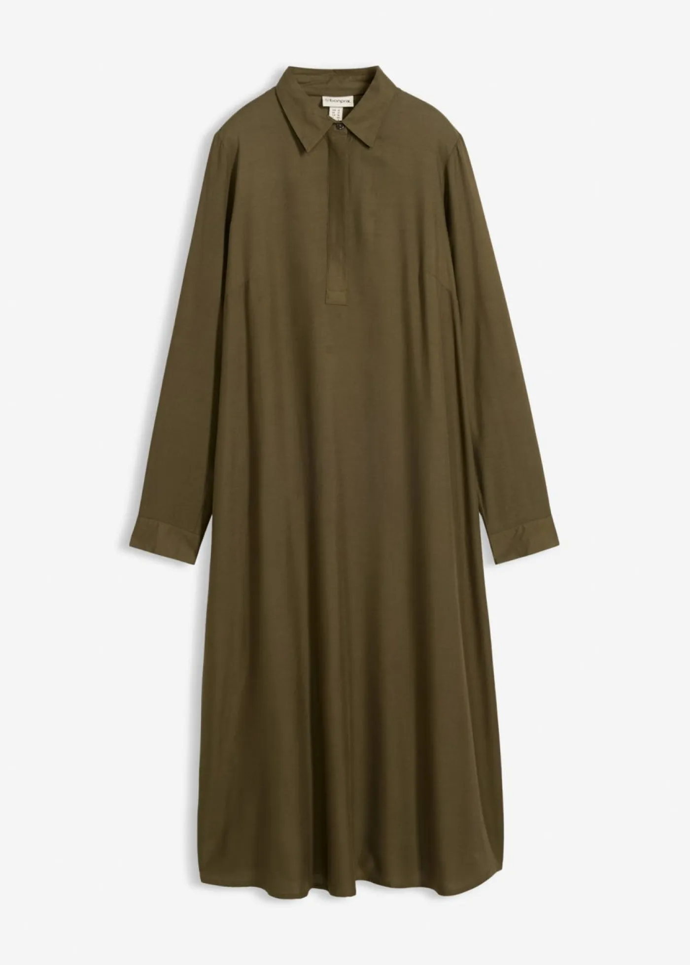 bonprix bonprix Esenciales|Vestidos>Vestido camisero de viscosa fina Verde oliva oscuro