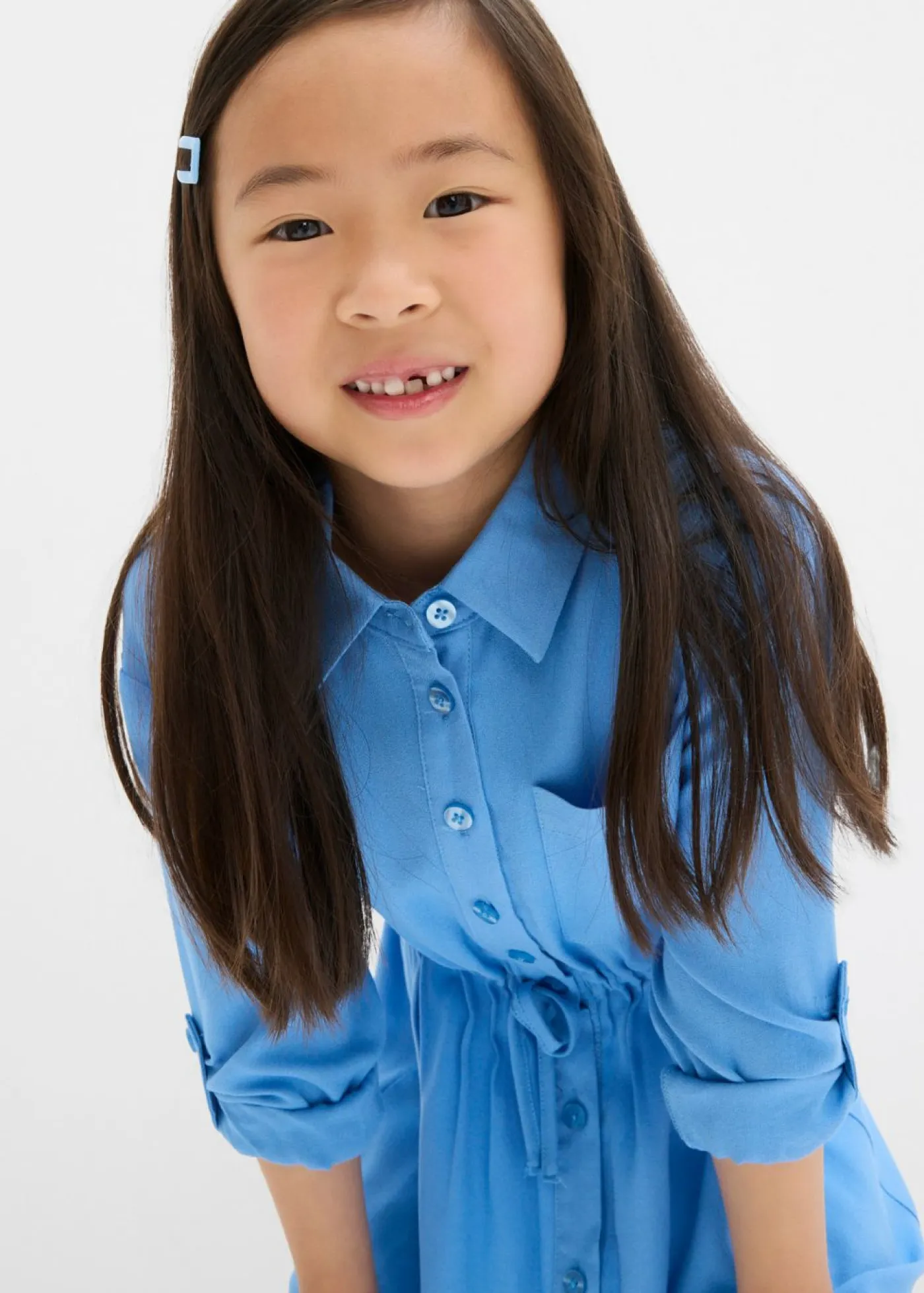 bonprix bonprix Ropa 2 A 9 Años·Vestidos Y Faldas>Vestido camisero de viscosa fluida azul provenzal