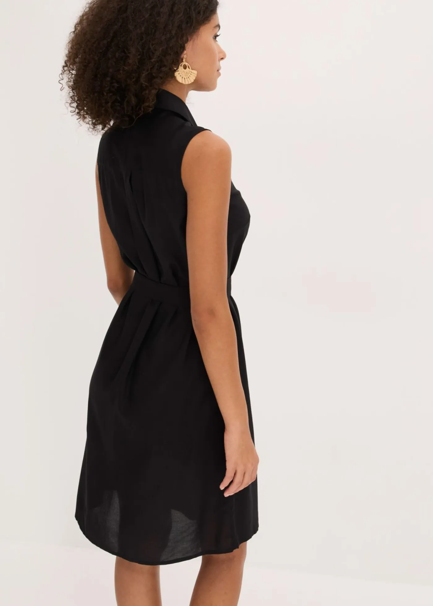 bonprix bonprix Vestidos>Vestido camisero de viscosa Negro