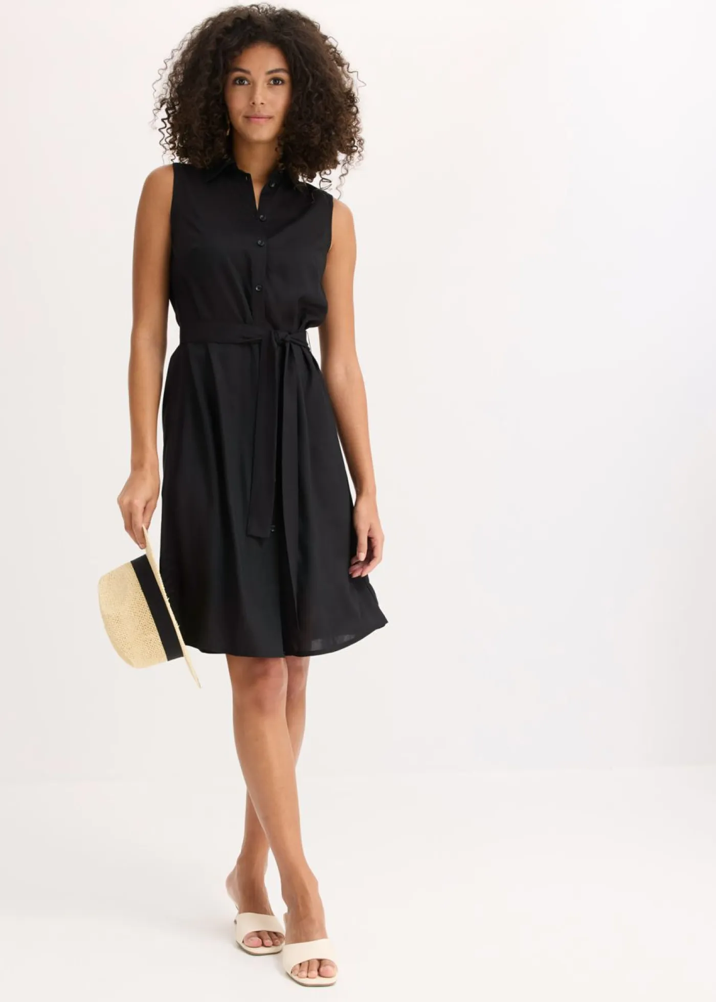 bonprix bonprix Vestidos>Vestido camisero de viscosa Negro