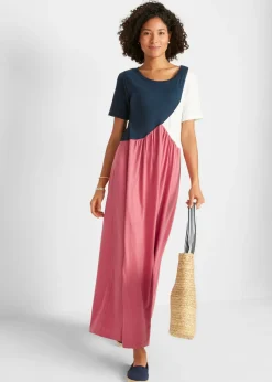 Mujer bonprix bonprix Vestido camisero largo y ancho en mezcla de algodón y viscosa