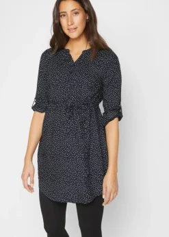 bonprix bonprix Premamá>Vestido camisero premamá/de lactancia 2 en 1 de viscosa fluida Azul marino-blanco de lunares