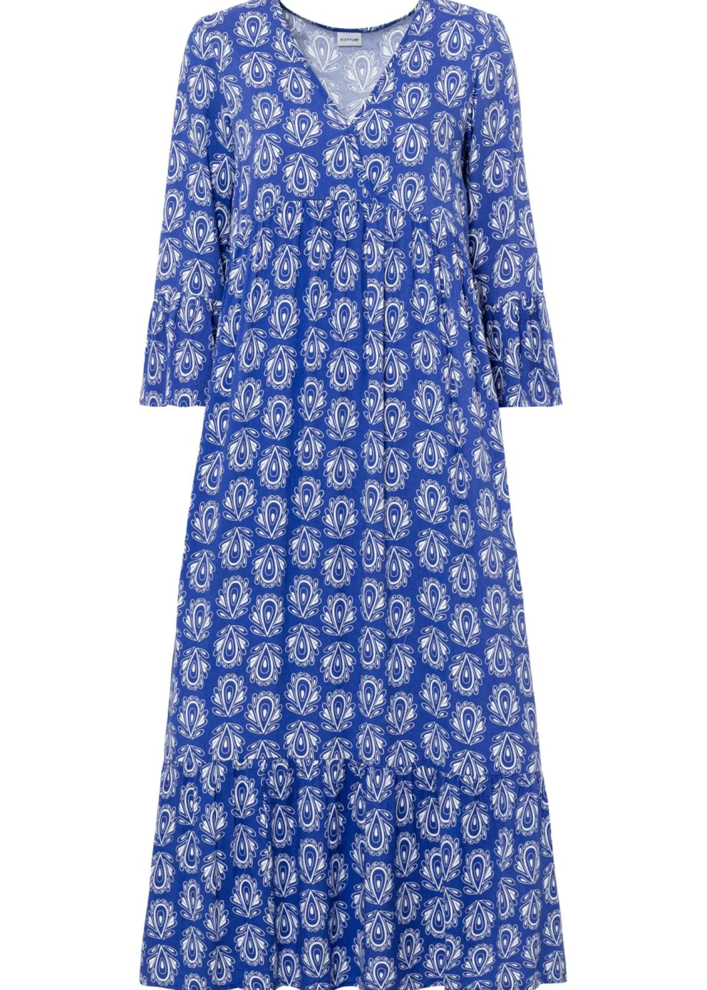 bonprix bonprix Vestidos>Vestido con aspecto de craftán Azul gema estampado