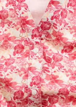 bonprix bonprix Vestidos>Vestido con aspecto de lino blanco lana-rosa caliente