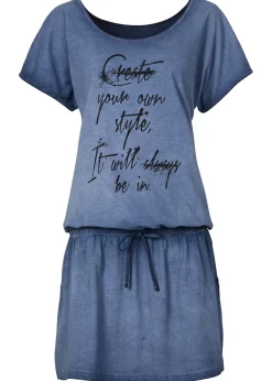 bonprix bonprix Vestidos>Vestido con cintura caída azul gastado