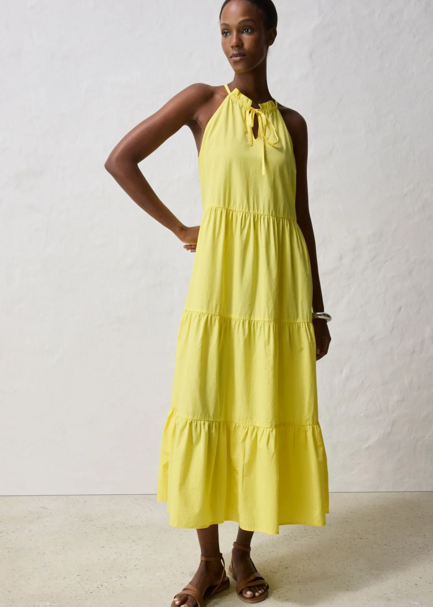 bonprix bonprix Premium|Vestidos>Vestido con contenido de seda Amarillo suave