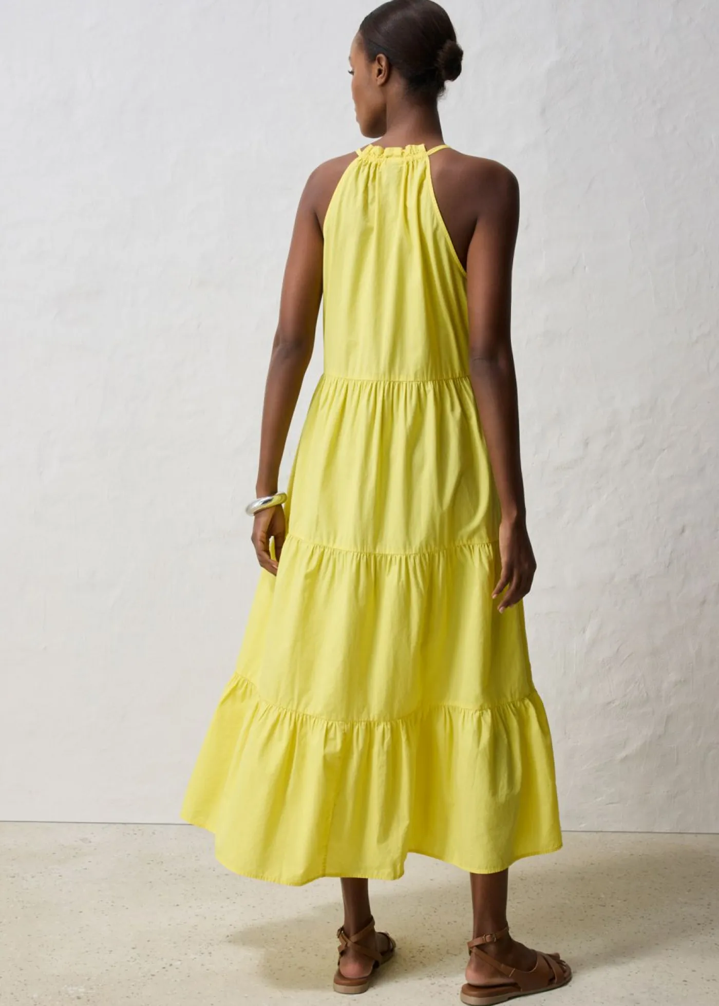 bonprix bonprix Premium|Vestidos>Vestido con contenido de seda Amarillo suave