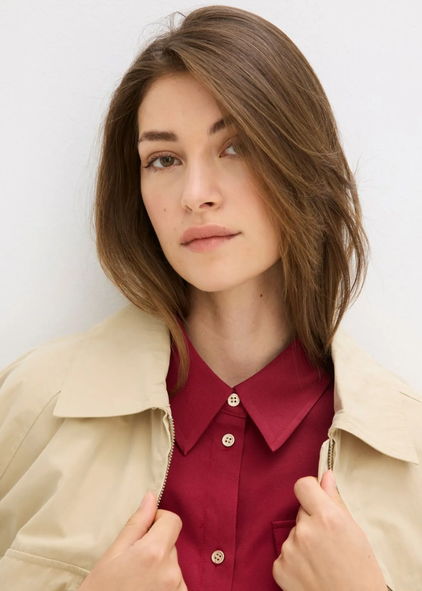 bonprix bonprix Vestidos>Vestido con cuello de camisa Rojo