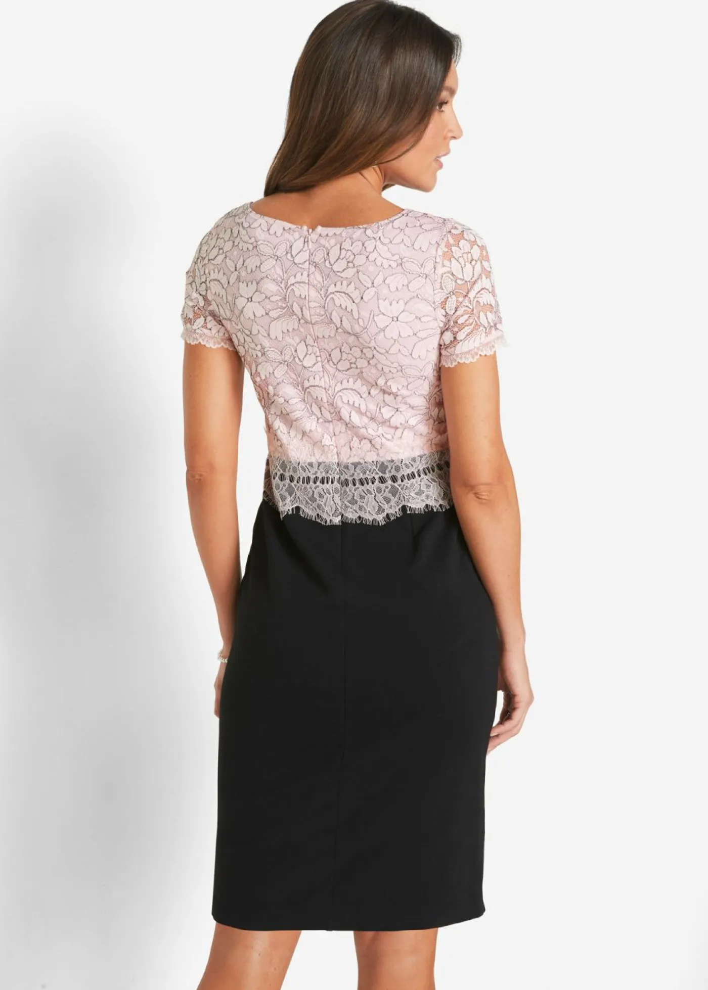 bonprix bonprix Vestidos>Vestido con encaje negro - rosa pálido