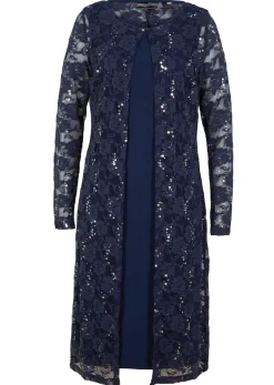 bonprix bonprix Vestidos>Vestido con encaje (2 piezas) Azul marino