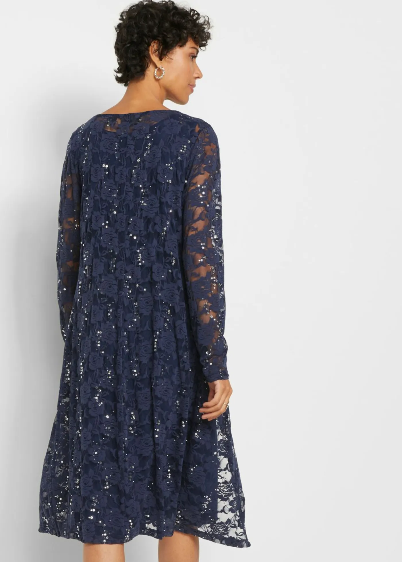 bonprix bonprix Vestidos>Vestido con encaje (2 piezas) Azul marino