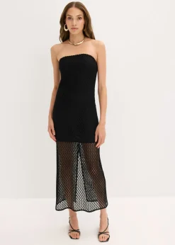 bonprix bonprix Vestidos>Vestido con hombros al descubierto y encaje Negro