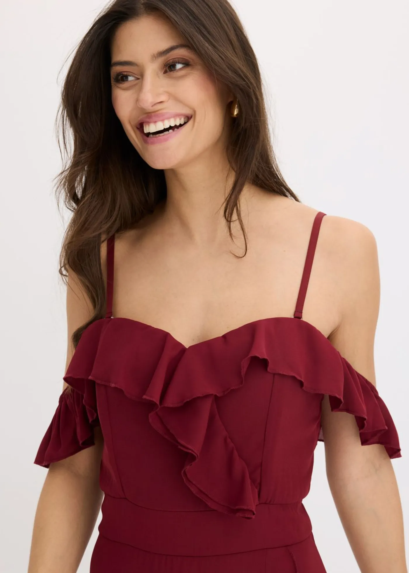 Mujer bonprix bonprix Vestido con volantes y escote bañera