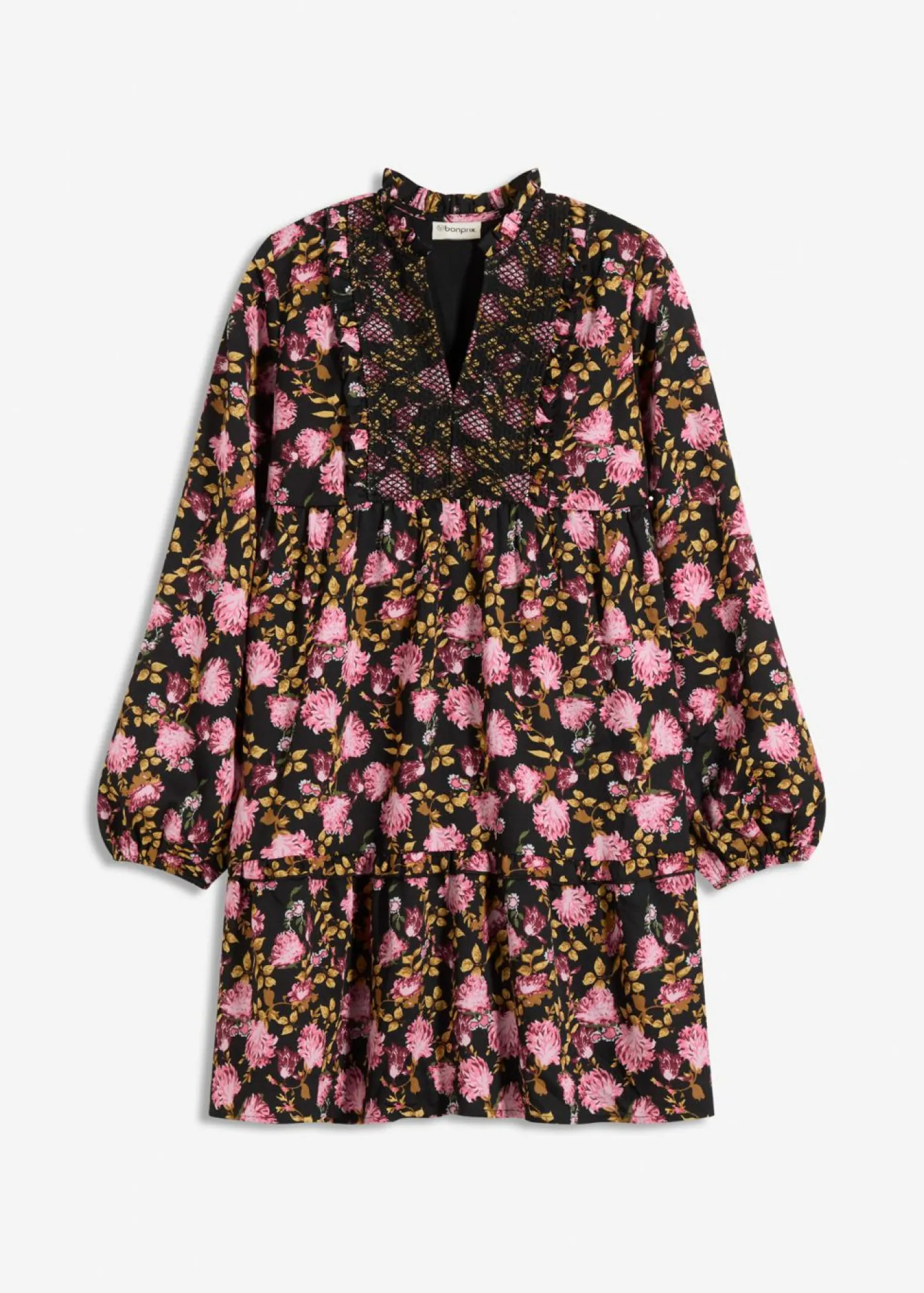 bonprix bonprix Vestidos>Vestido corto Negro con flores