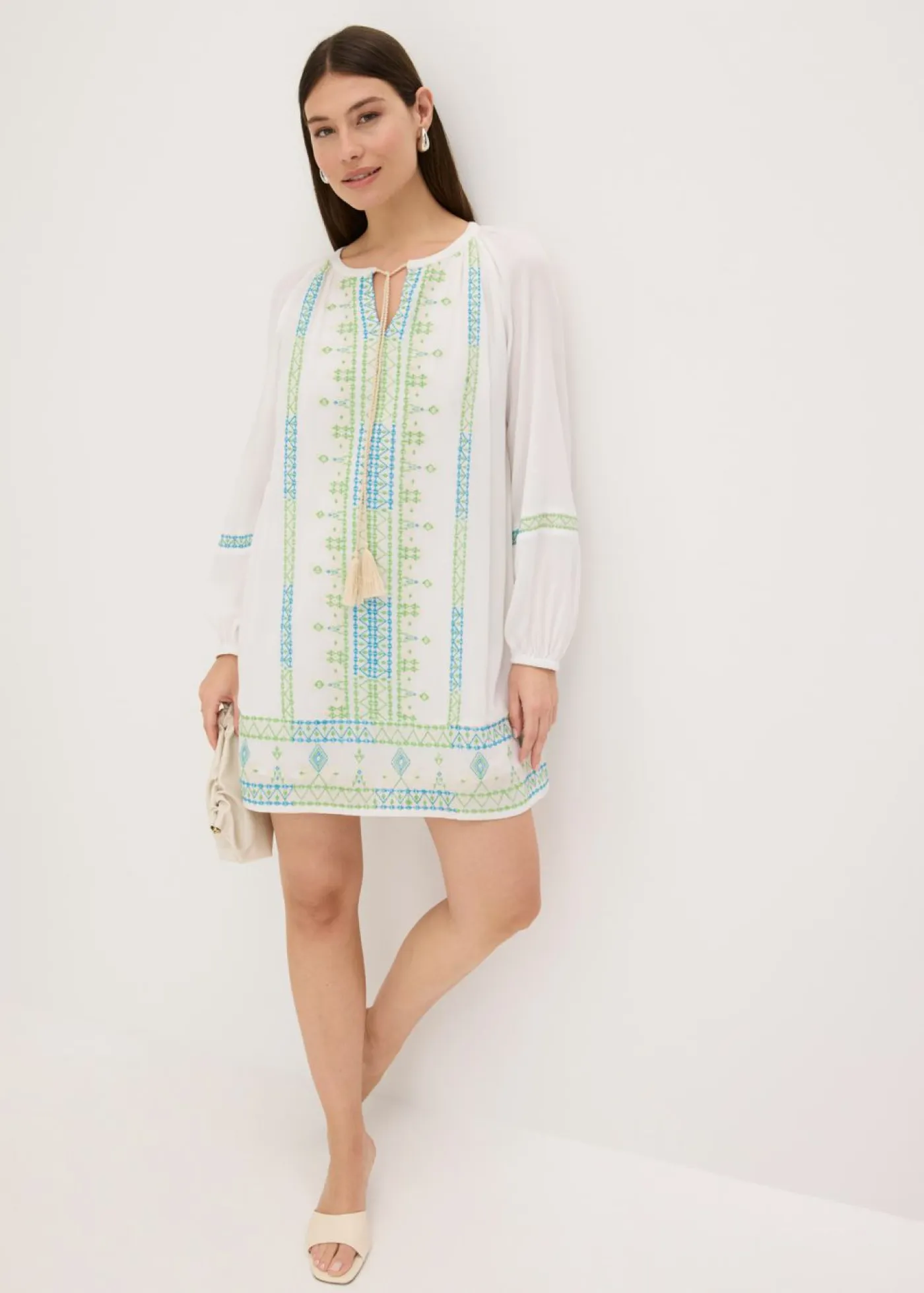 bonprix bonprix Vestidos>Vestido corto Blanco estampado