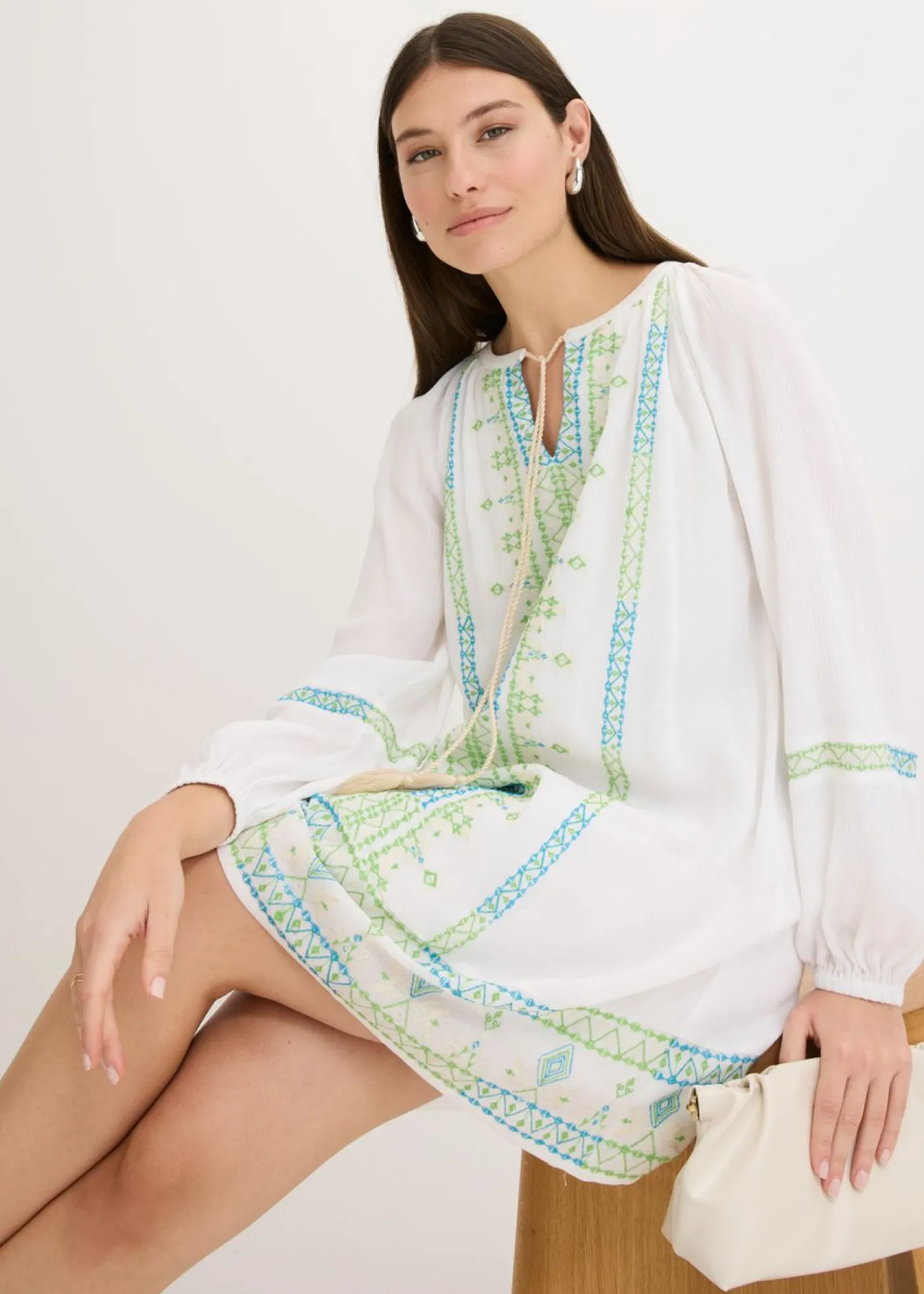 bonprix bonprix Vestidos>Vestido corto Blanco estampado