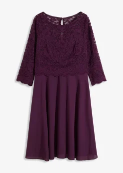 bonprix bonprix Vestidos|Ropa Elegante>Vestido corto con encaje púrpura oscuro