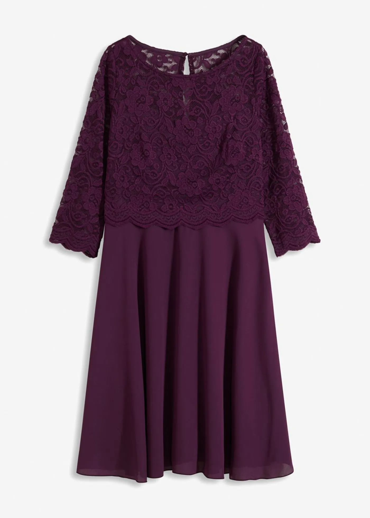 bonprix bonprix Vestidos|Ropa Elegante>Vestido corto con encaje púrpura oscuro