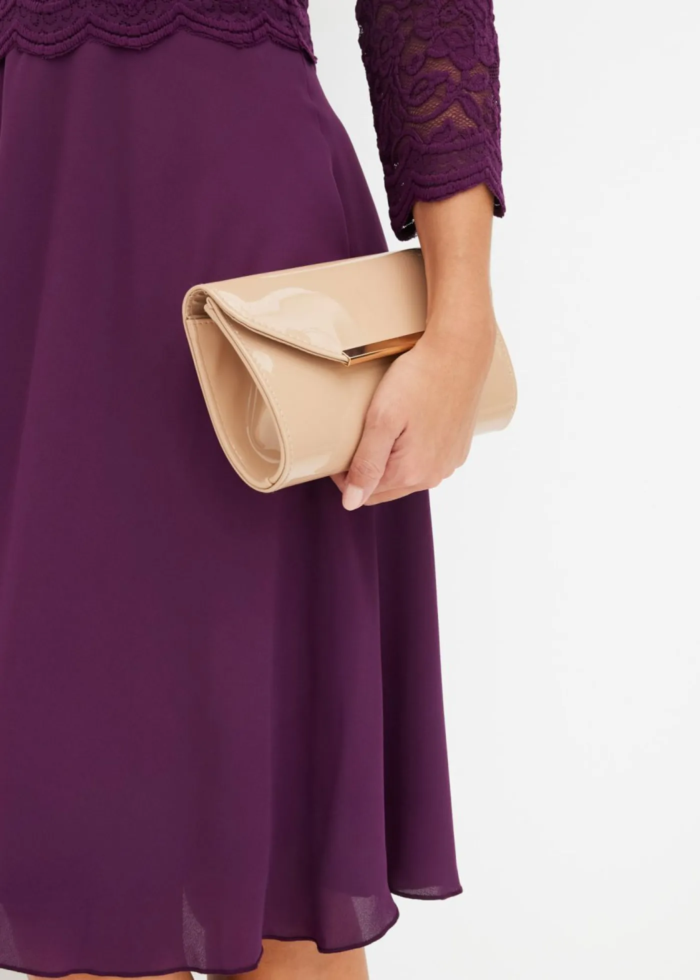 bonprix bonprix Vestidos|Ropa Elegante>Vestido corto con encaje púrpura oscuro