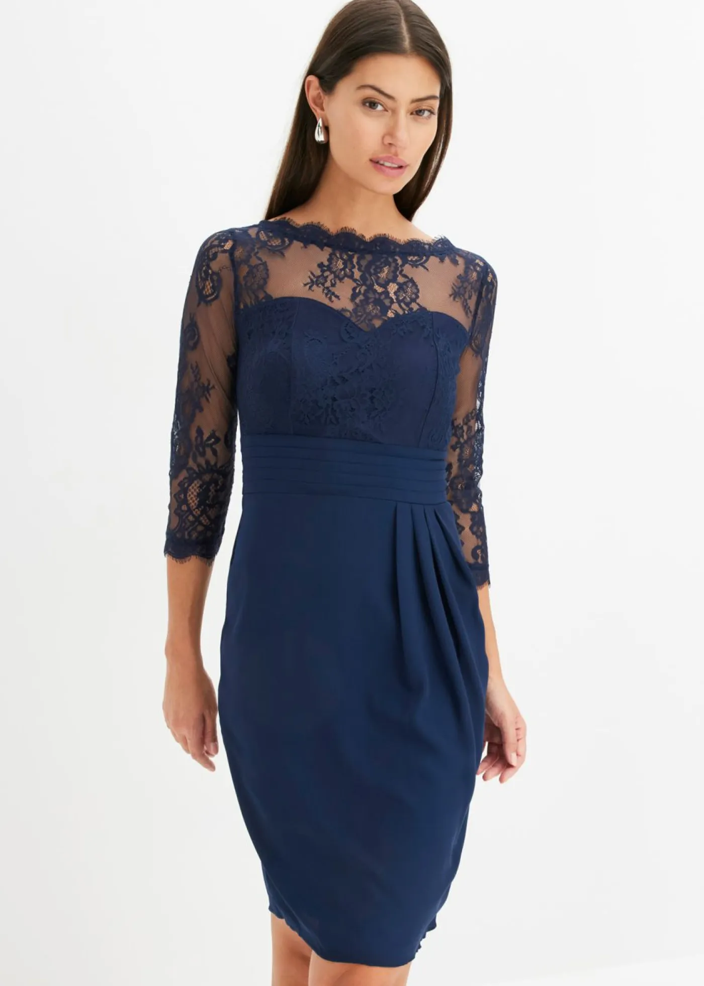 bonprix bonprix Vestidos|Ropa Elegante>Vestido corto con encaje Azul marino