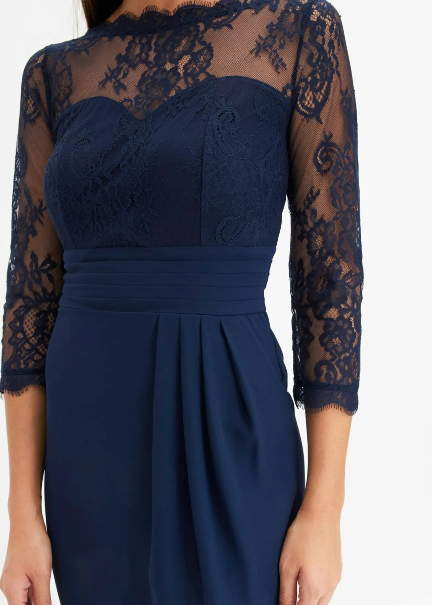 bonprix bonprix Vestidos|Ropa Elegante>Vestido corto con encaje Azul marino