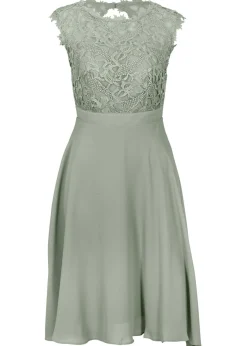 bonprix bonprix Vestidos|Ropa Elegante>Vestido corto con encaje Verde alga