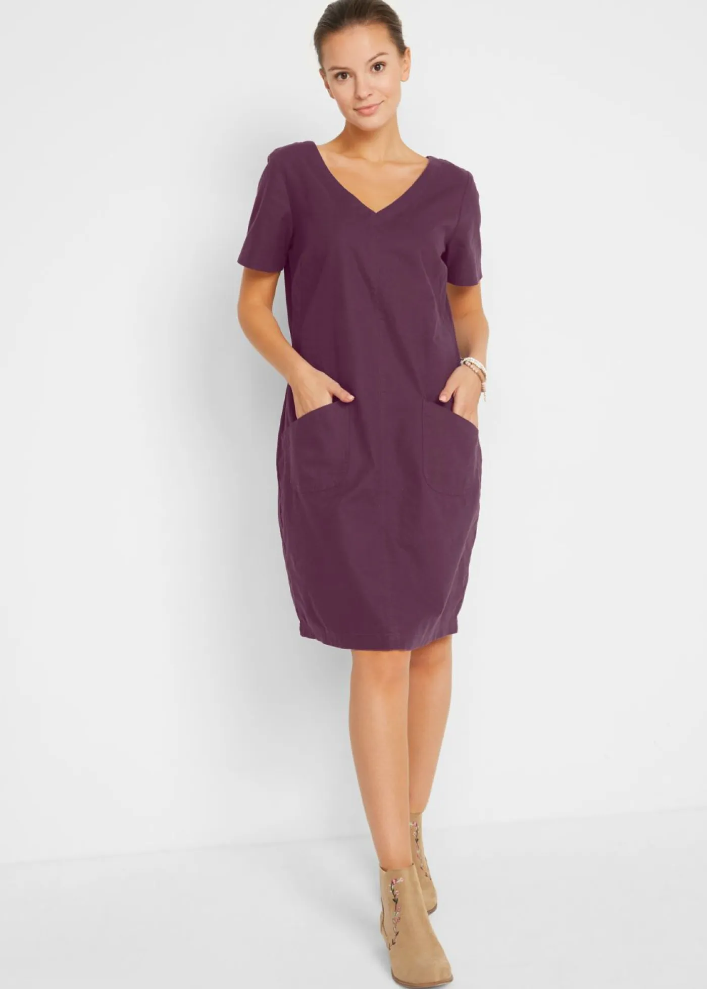 Mujer bonprix bonprix Vestido corto con lino