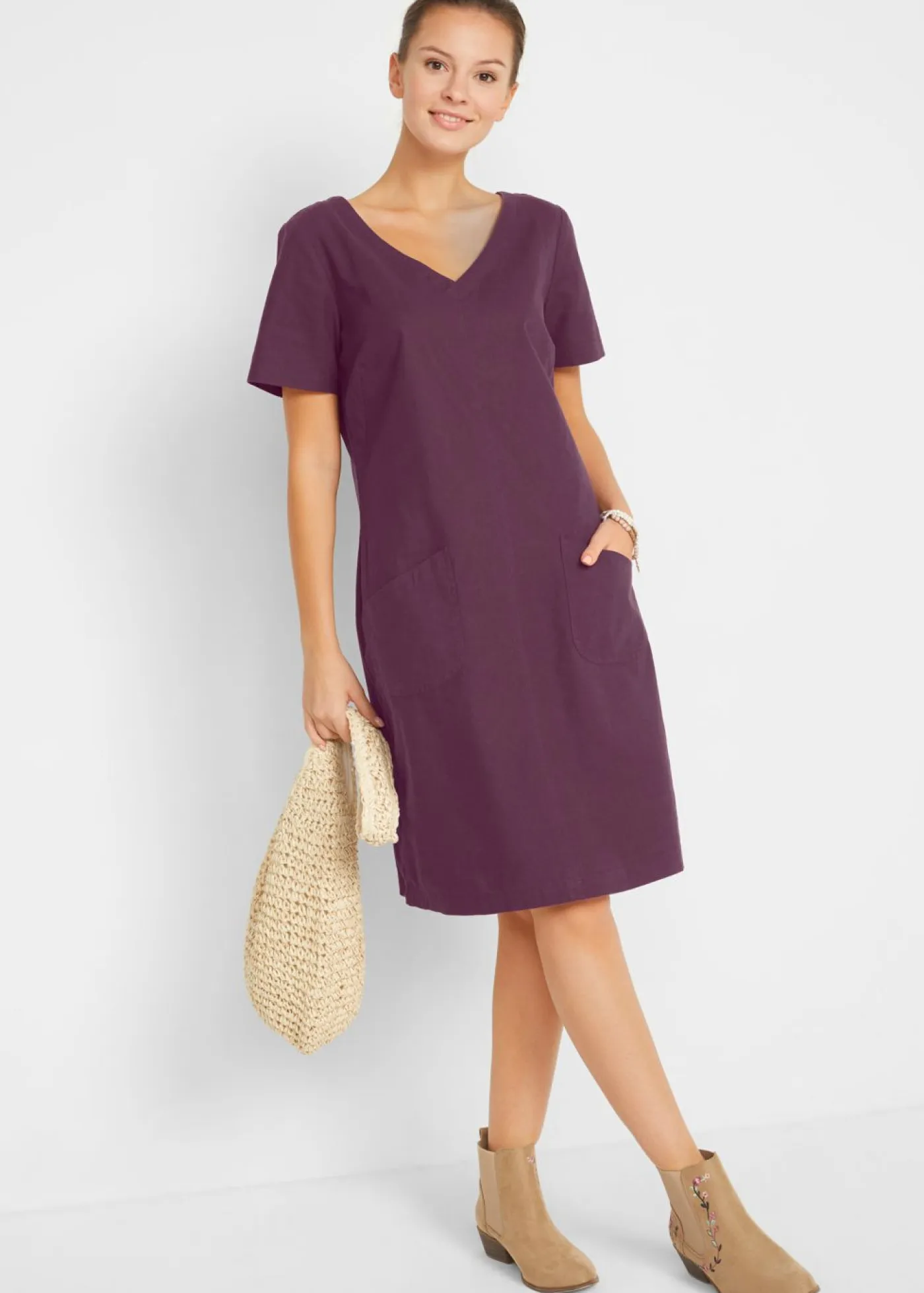 Mujer bonprix bonprix Vestido corto con lino