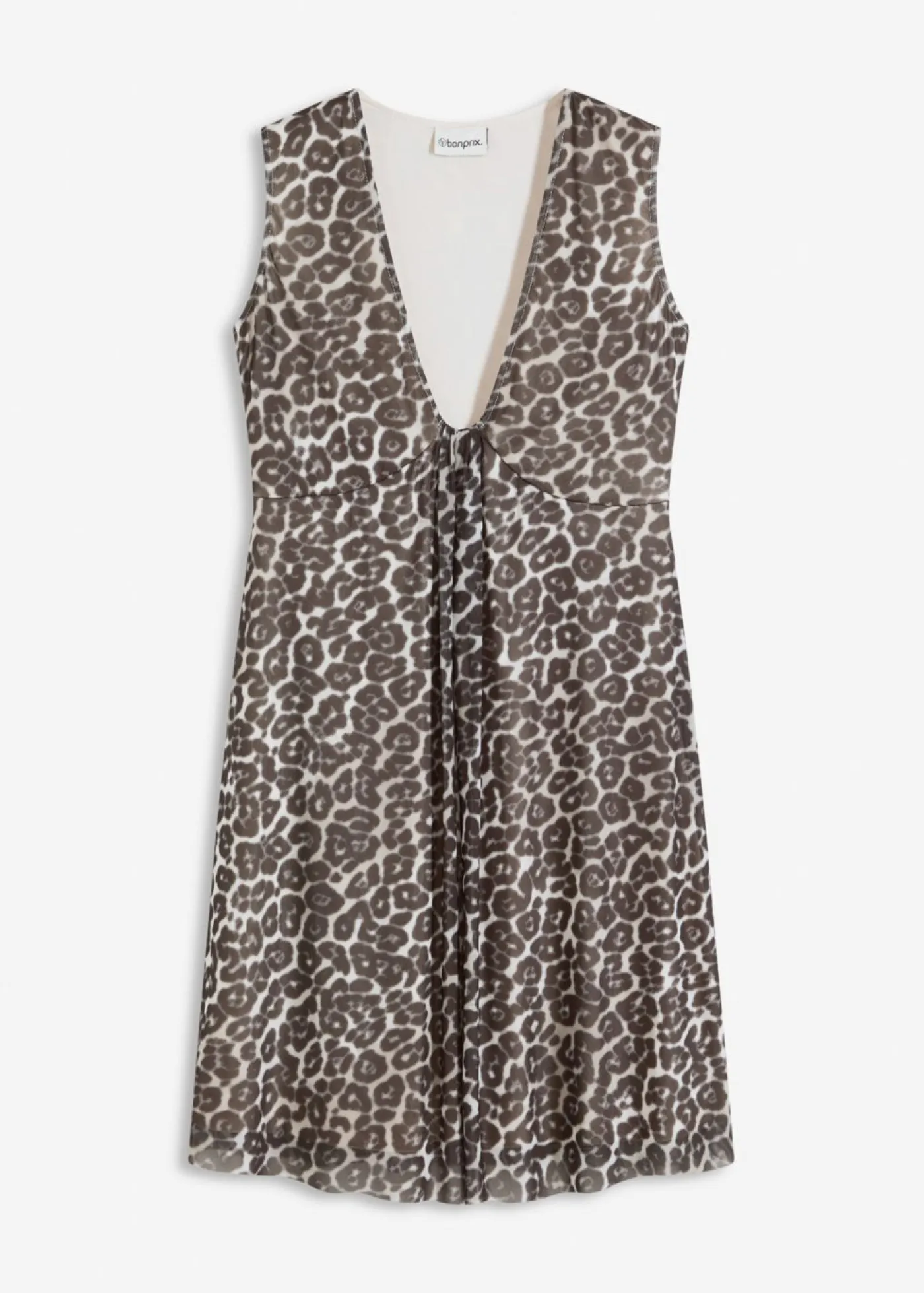 bonprix bonprix Vestidos>Vestido corto con malla estampado leo negro-marrón