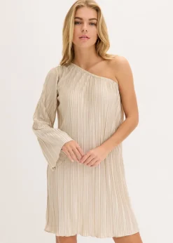 bonprix bonprix Vestidos>Vestido corto con plisado Champán