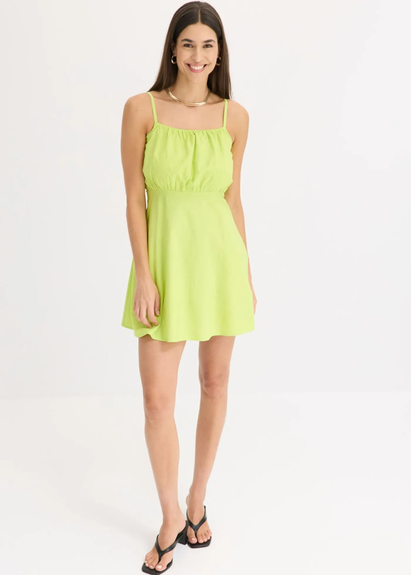 bonprix bonprix Vestidos>Vestido corto de algodón orgánico puro Amarillo cítrico