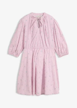 bonprix bonprix Vestidos|Novedades>Vestido corto de algodón puro malva-blanco con rayas