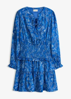 bonprix bonprix Vestidos>Vestido corto de crepé estructurado Azul ártico paisley