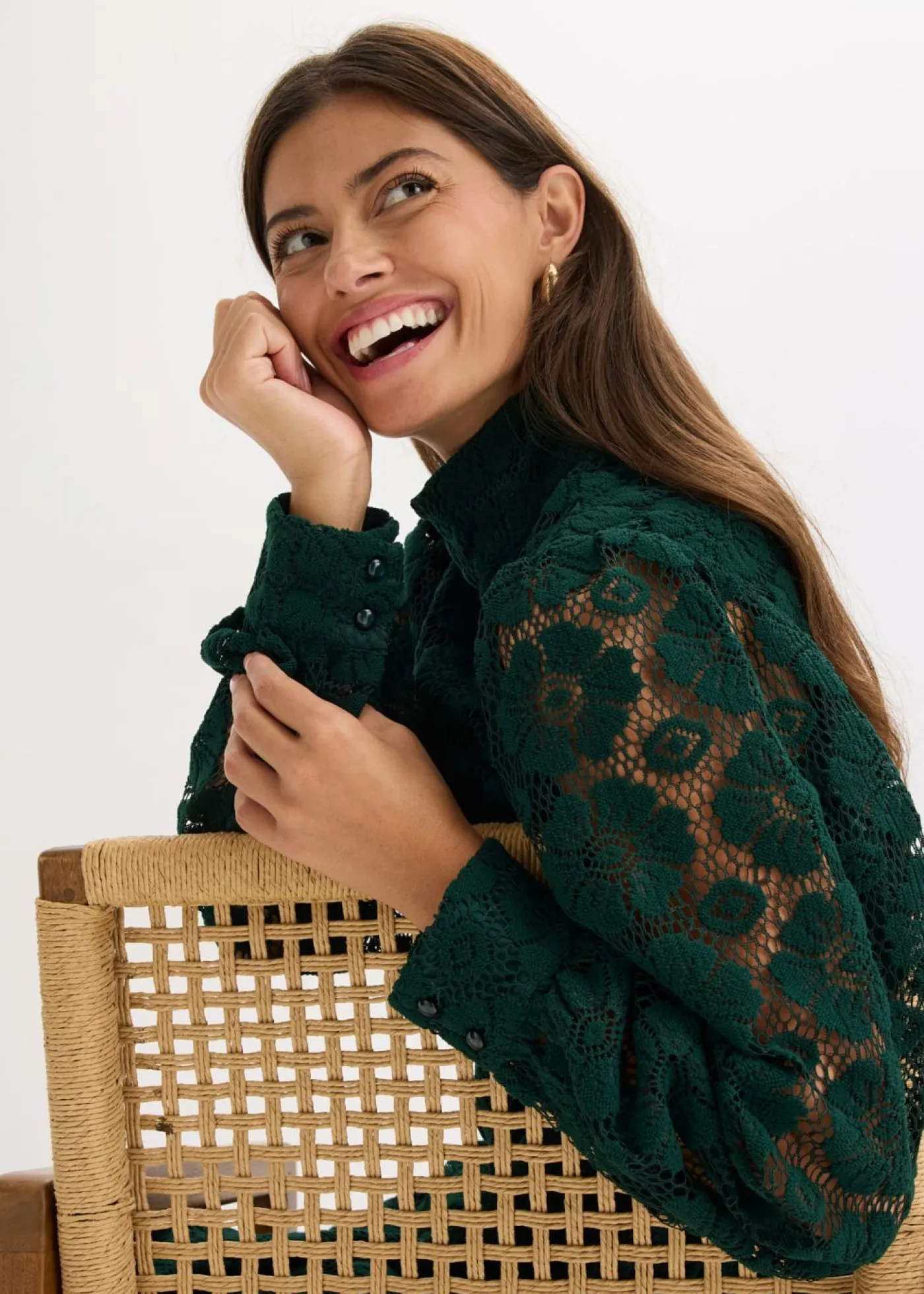 bonprix bonprix Vestidos>Vestido corto de encaje Verde oscuro