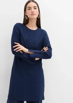 bonprix bonprix Esenciales|Vestidos>Vestido corto de material estructurado Azul marino