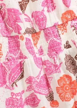 bonprix bonprix Vestidos>Vestido corto de muselina Blanco lana de flores