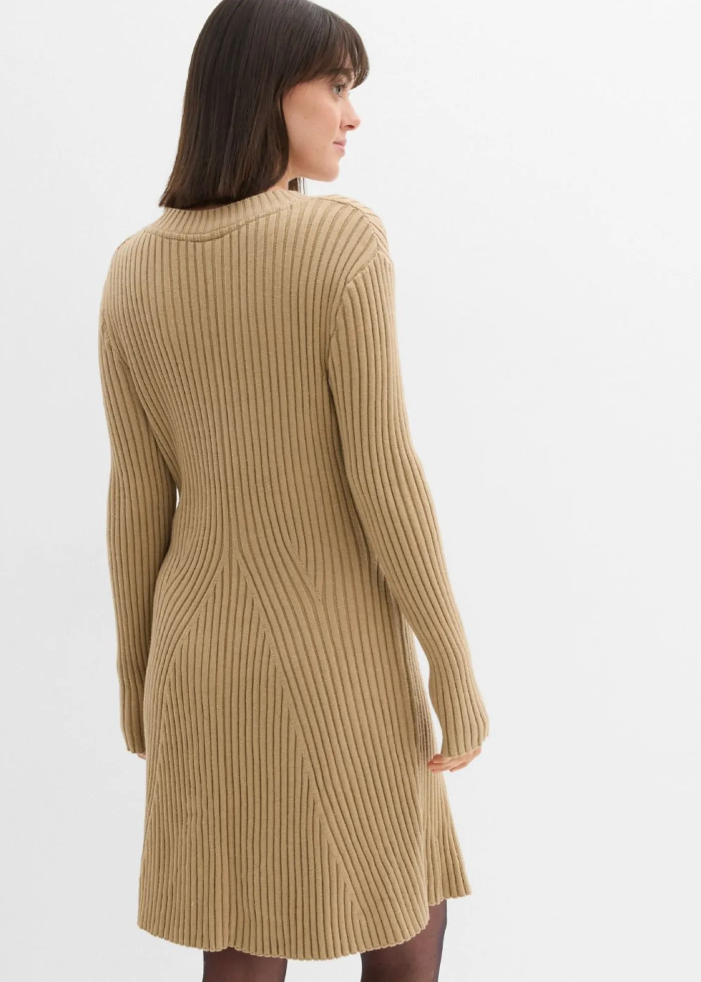 bonprix bonprix Vestidos|Ropa De Punto>Vestido corto de punto de suave mezcla de viscosa Caqui claro