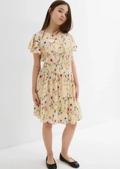 bonprix bonprix Ropa 9 A 16 Años·Vestidos Y Monos>Vestido corto de viscosa fluida crudo-rosa pálido con flores